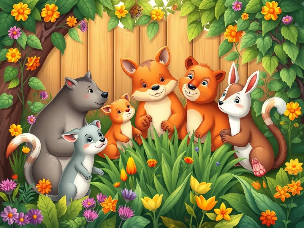 Luna's Tall Tree Friend: A Valley Giants Tale - Diverse animal friends working together in flourishing garden
