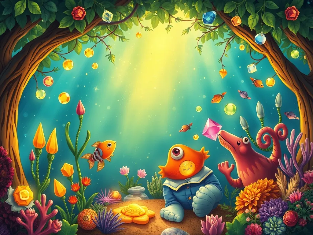 Marina's Coral Crown - Completed garden glowing with jewels and visiting sea creatures