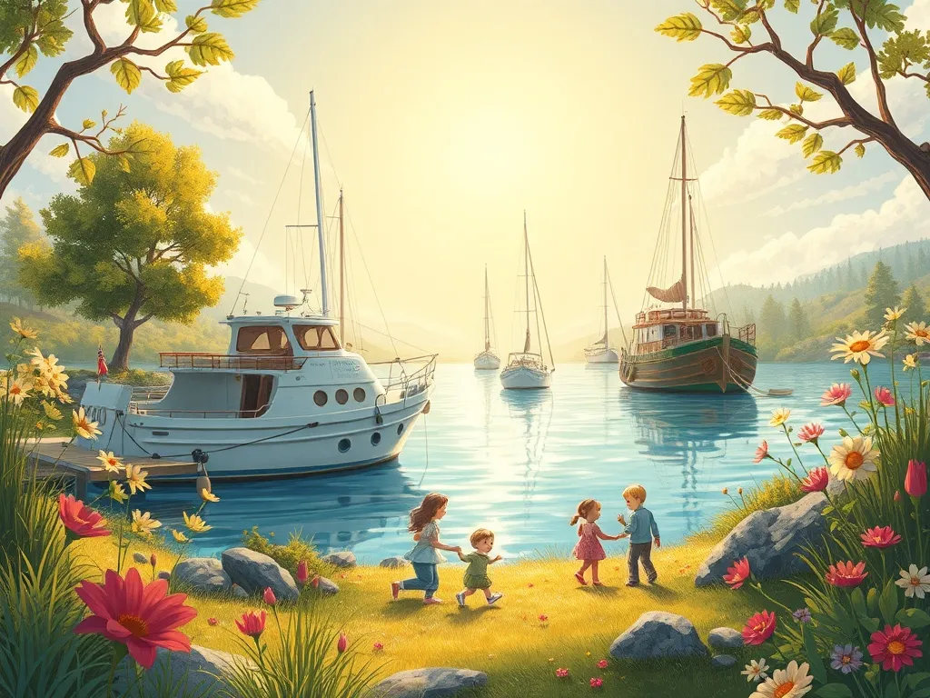 Marina's Courage in the Kelp Forest - Marina emerging into sunlit clearing where friends play together