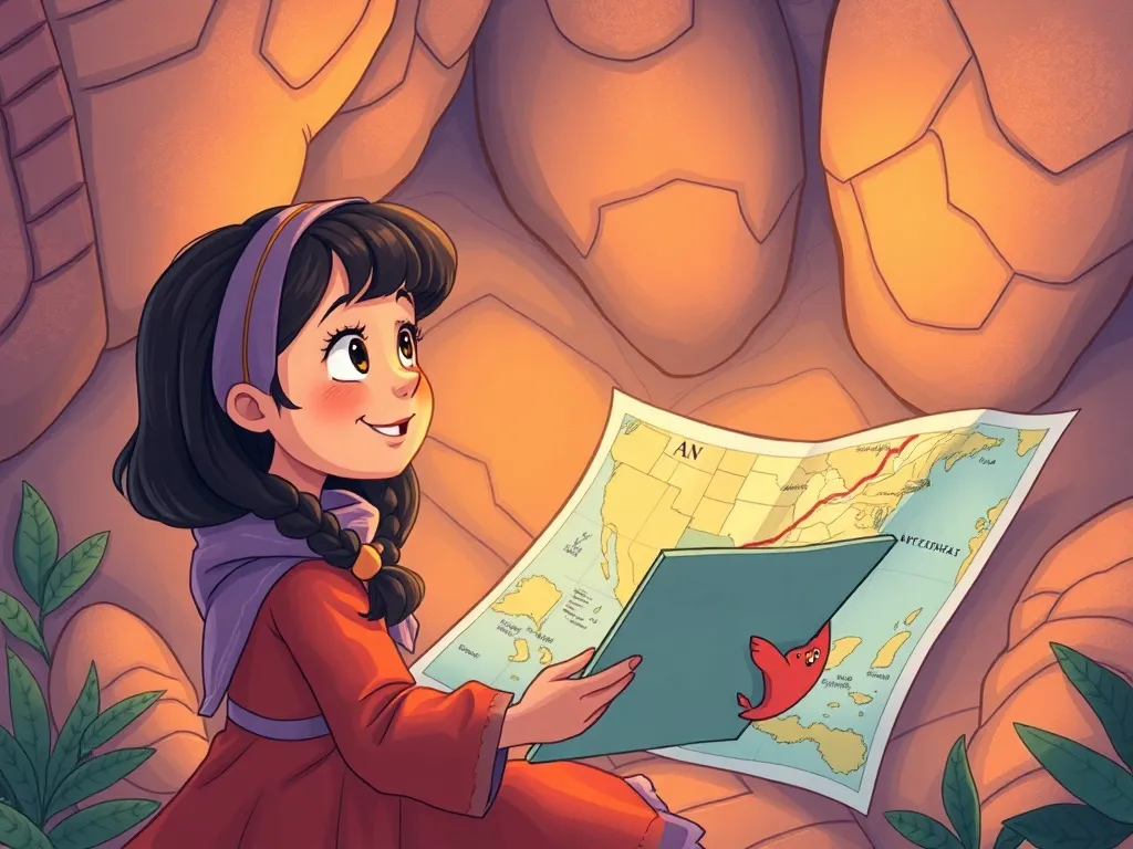 Maya's Map to Courage - Maya studying the map with sudden understanding