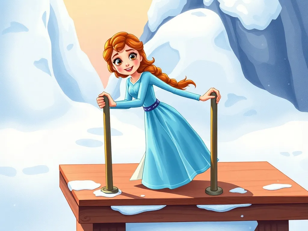 Maya's Summit Secret - Maya frozen on platform gripping shaking handles