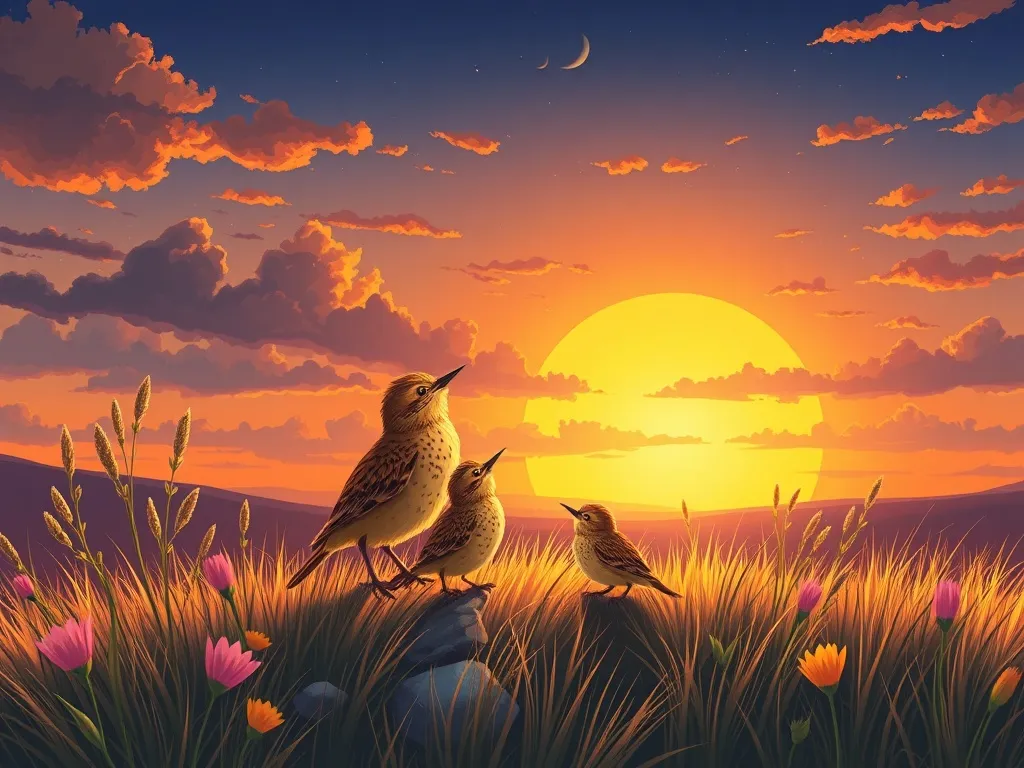 Melody's Garden Dance - Melody singing to baby prairie-larks at sunset