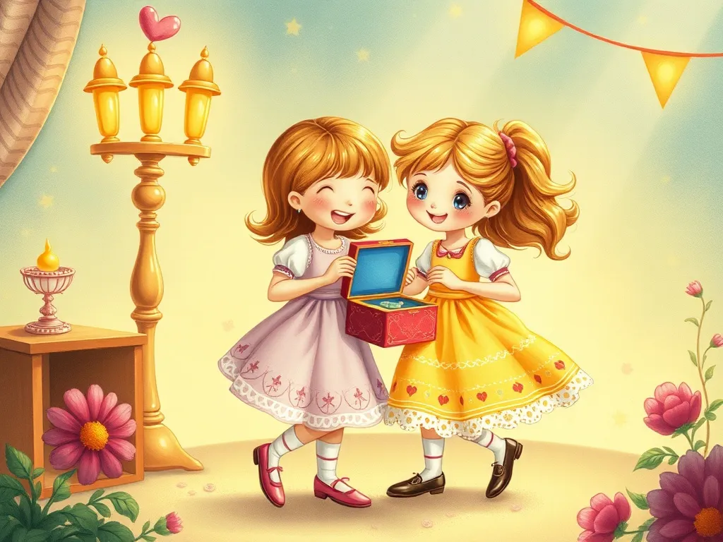 Melody's Toy Box Sharing Adventure - Both girls dancing together with jewelry box