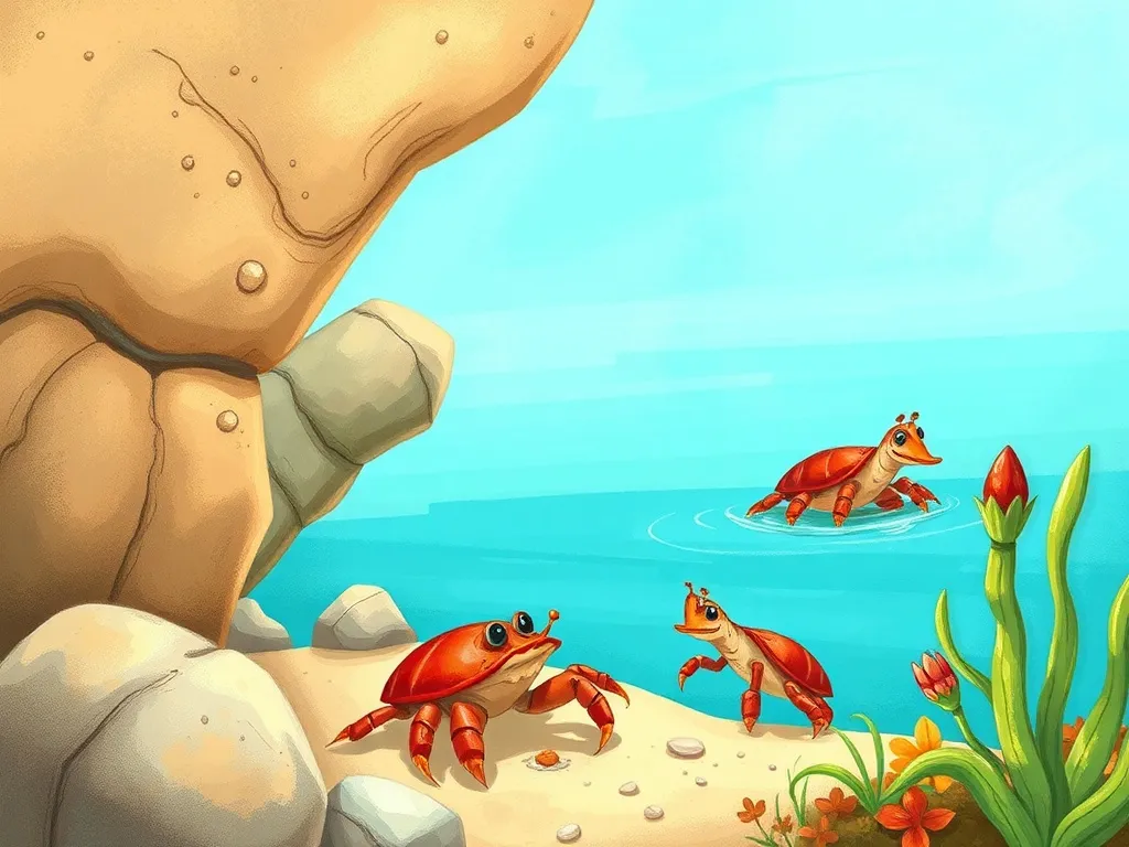 Mia's Beach of Brave Questions - Brave hermit crab exploring near Mia