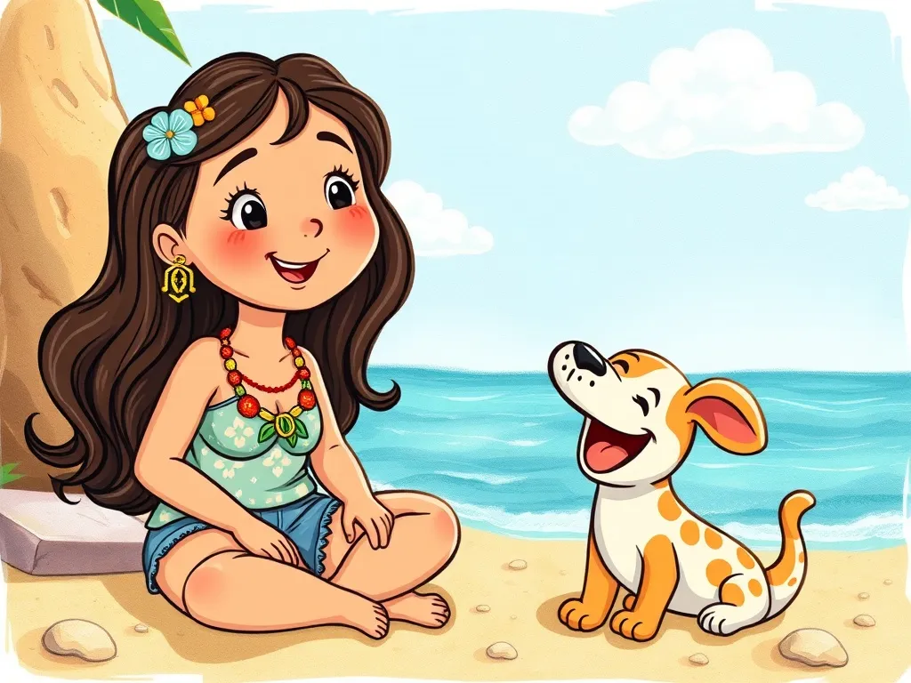 Mia's Beach of Brave Questions - Mia drawing with new beach friends