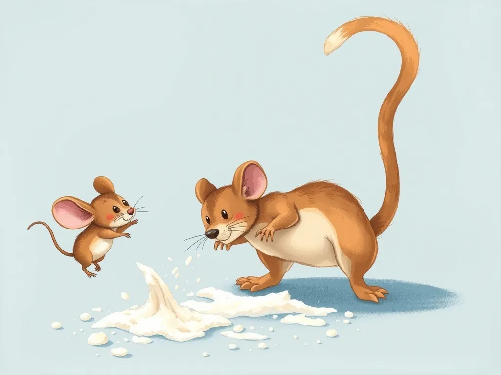 Midnight Whiskers & Mixing Bowls - Mouse dropping flour while Charlie gracefully catches it with his tail