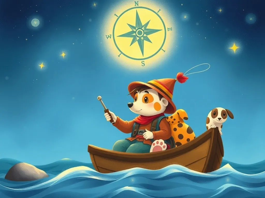Navigator and the Spotted Stranger - Navigator and Spots working together by compass light