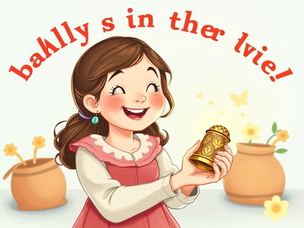 Oliver's Second Chance - Sally holding her grandmother's thimble happily