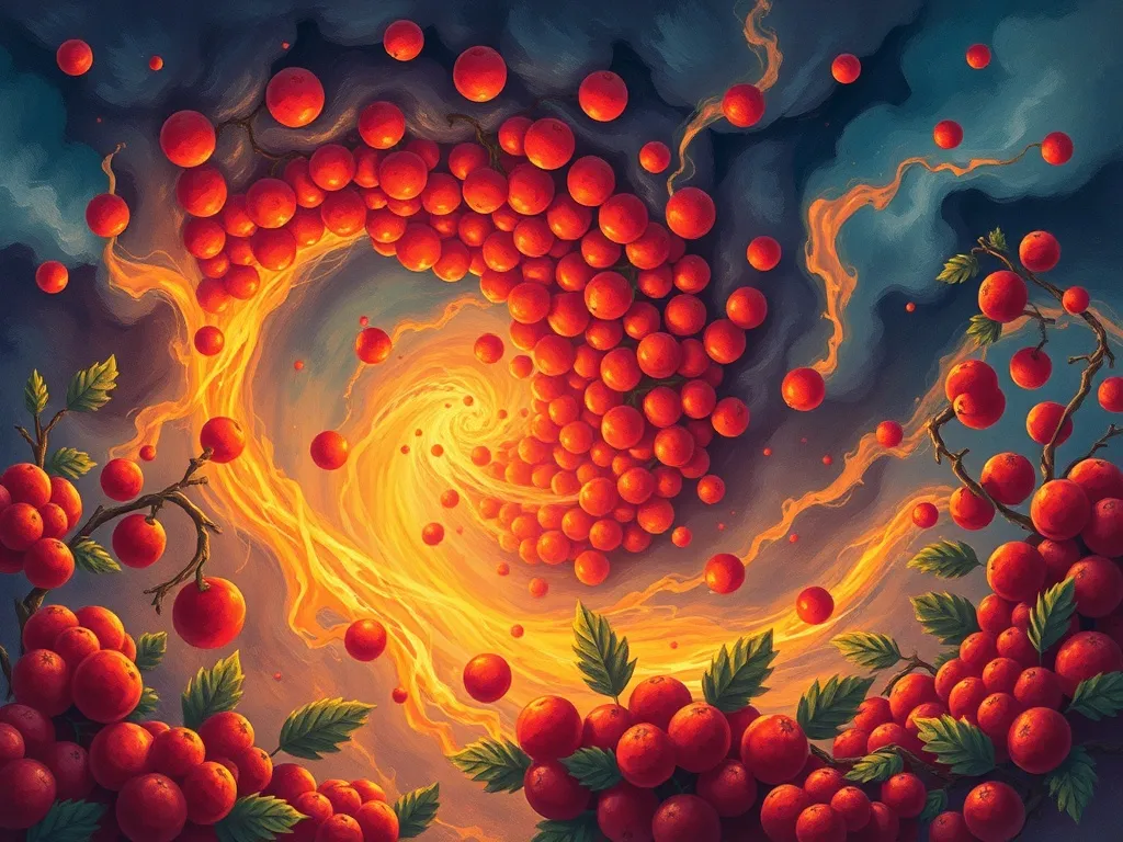Penny and the Glowing Garden - Swirl of glowing berries in stormy sky