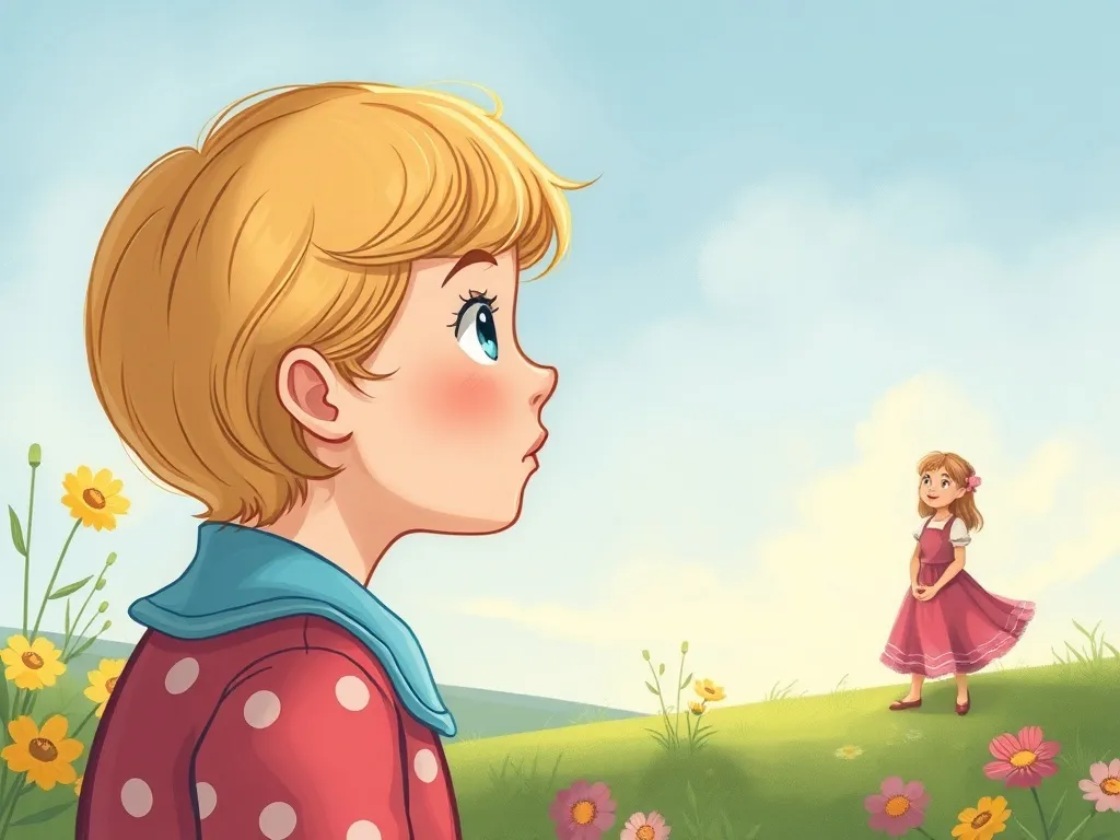 Penny and the Puddle Duck: A River Tale - Penny thoughtfully observing Diana from afar