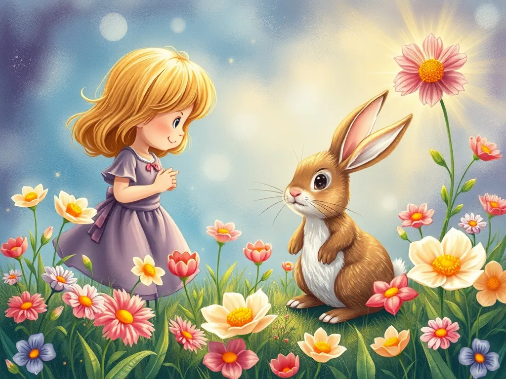 Penny the Pig's Magical Forest Adventure - Penny guiding rabbit through magical flowers
