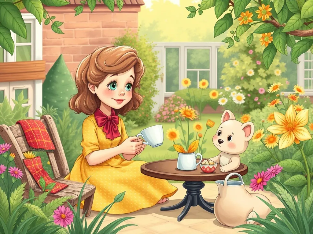 Penny's Prairie Temper - Penny sharing tea with friends in her garden