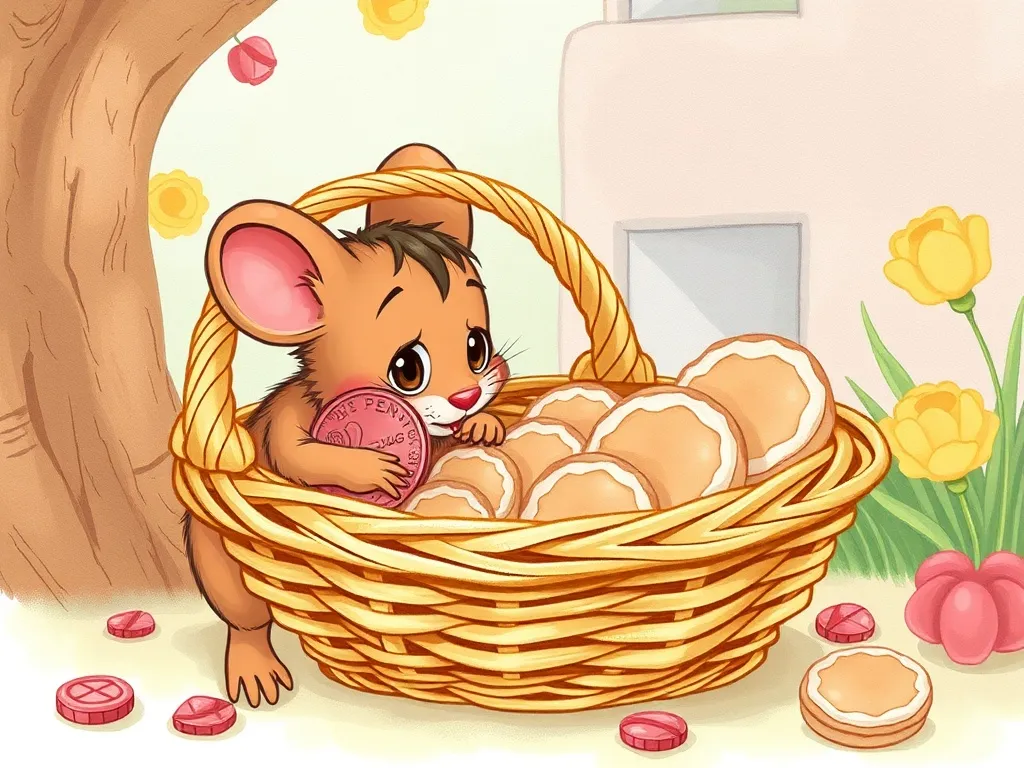 Penny's Sweet Mistake - Penny secretly nibbling pastries in basket