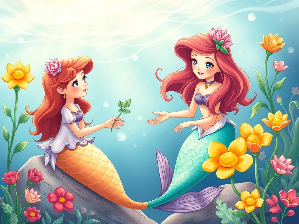 Petal and the Curious Mermaid Squad - Petal teaching mermaids about gardening