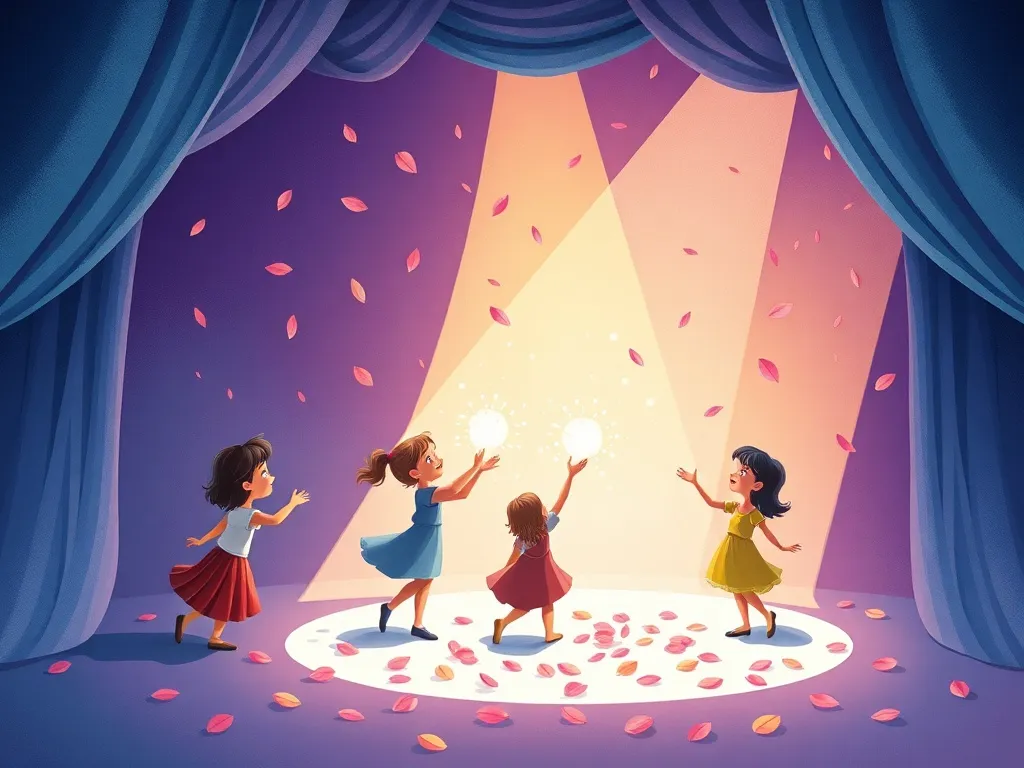 Petals and Friendship: The Tale of Dewdrop Dragon - Magical performance with moonlit figures and petals