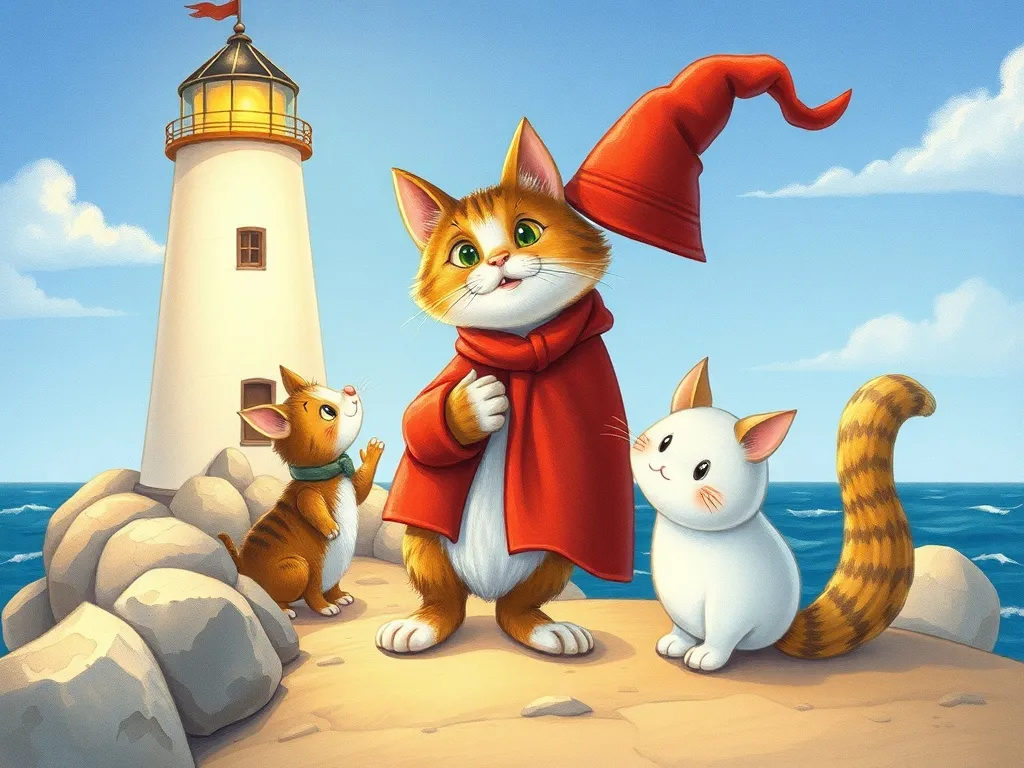 Petals on the Rainbow Bridge - Wise cat lighthouse keeper approaching Pip