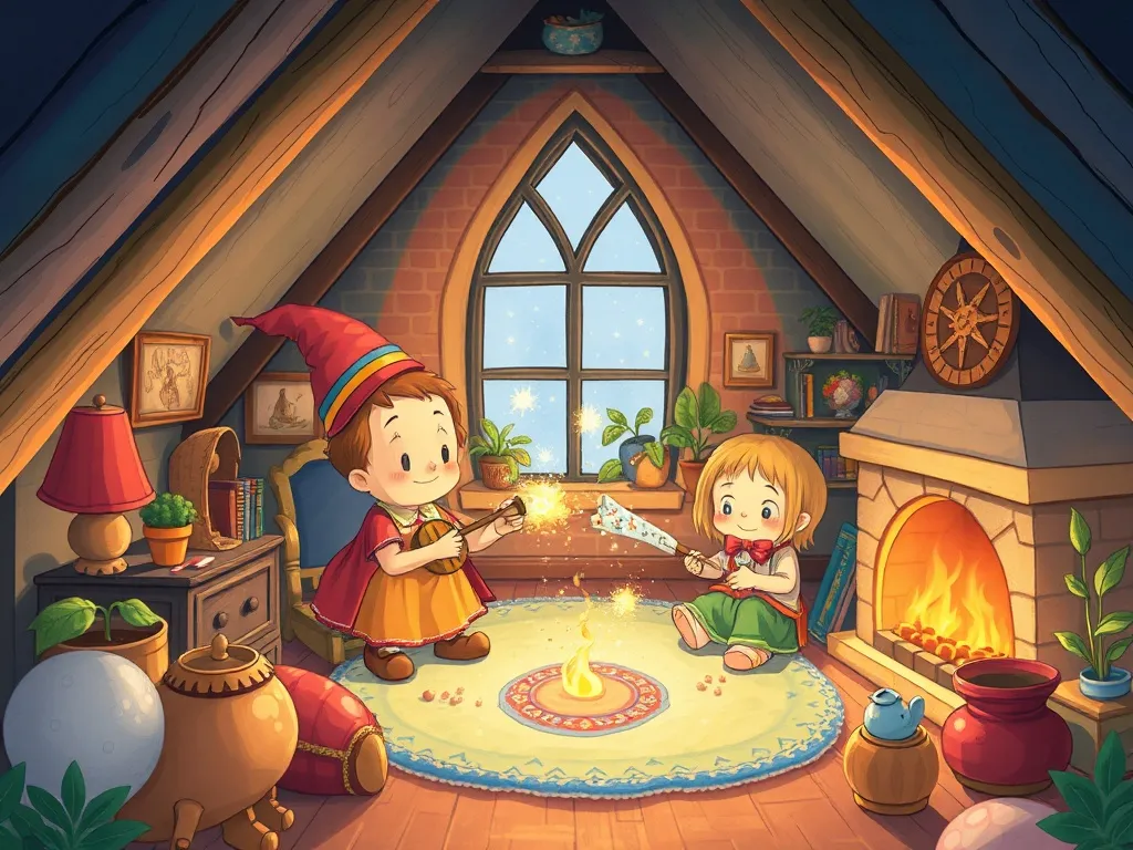 Pip and the Gentle Giant's Photo Magic - Pip and Theodore creating magic in their attic home