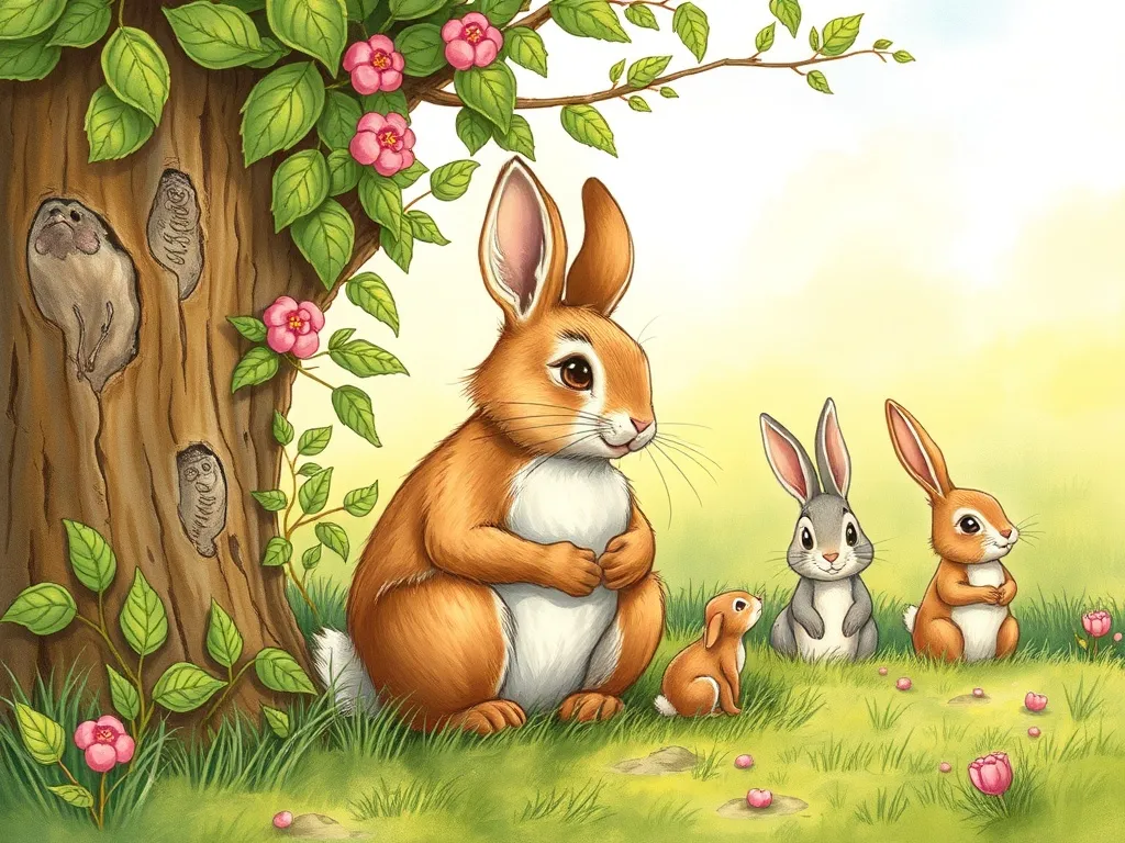 Prince Aldric and the Thorn Grove Light - Aldric sitting beside Bramble watching other rabbits