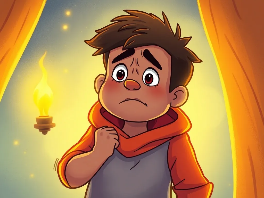 Prince Aldric and the Thorn Grove Light - Aldric glowing bright with frustration and disappointment