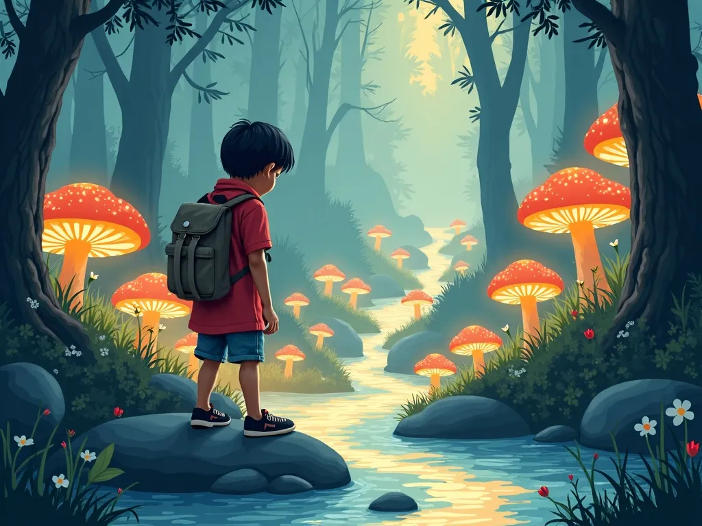 Puddles and Promises: A Little Elephant's Steps - Scene 2 illustration