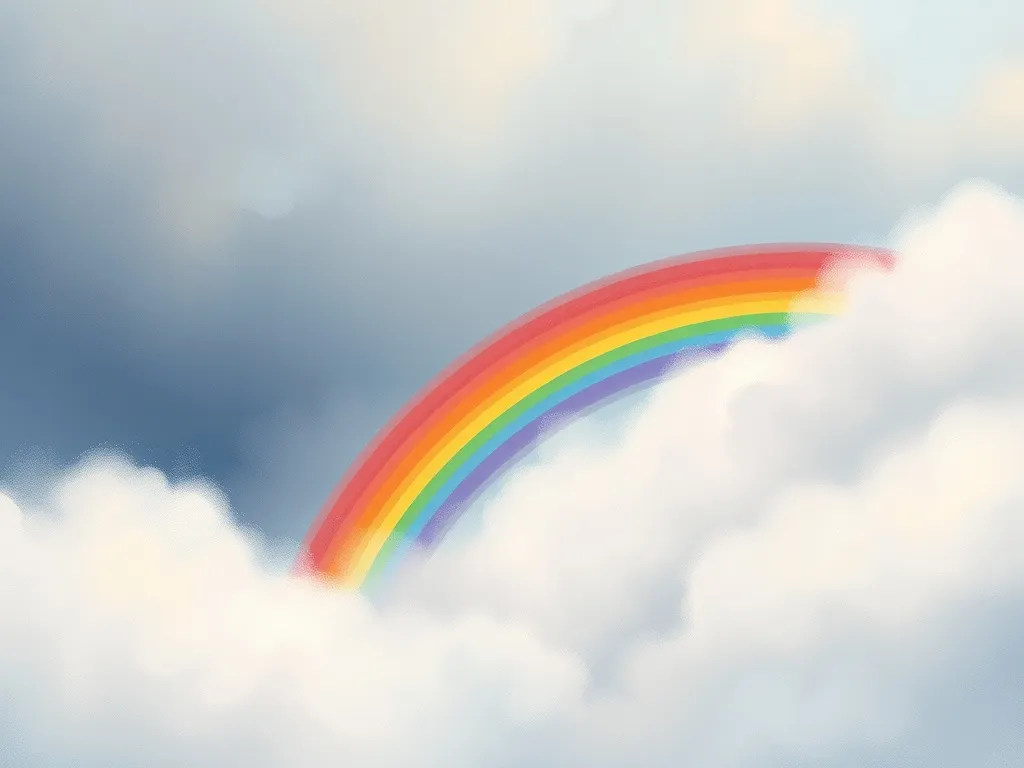 Rainbow's Way Home - Rainbow stepping through thick swirling fog