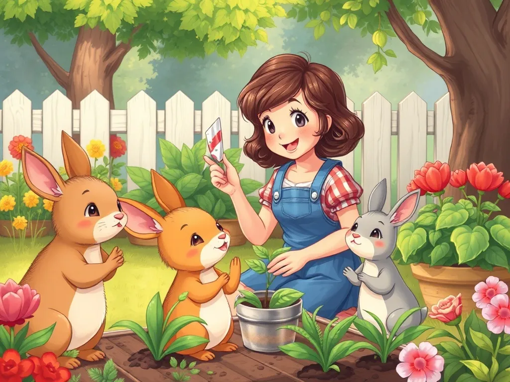 Rosie's Garden Questions - Rosie confidently sharing gardening tips with younger animals