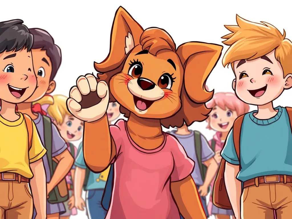 Rosie's Question Quest: A Tale of Finding Your Voice - Rosie raising paw among classmates
