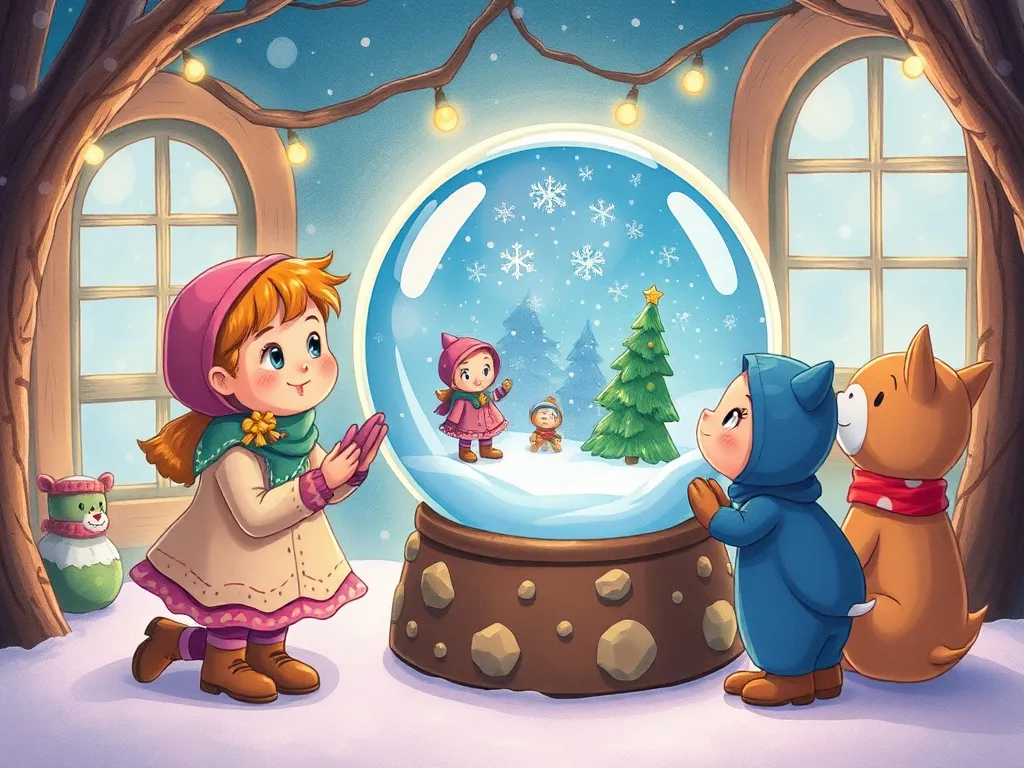 Rosie's Question Quest: A Tale of Finding Your Voice - Rosie and friends admiring completed snow globe