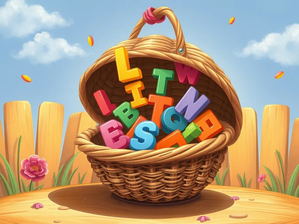 Rusty's Treehouse Tales: Learning to Grow Together - Letters floating down from spinning basket