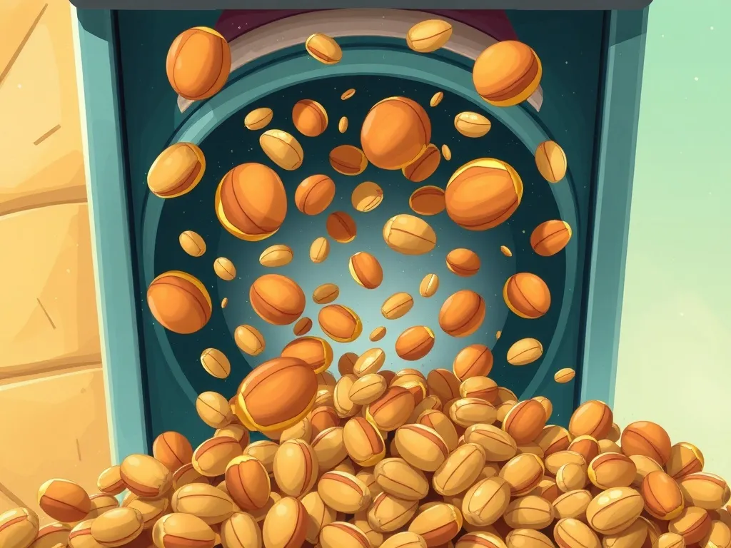 Rusty's Treehouse Tales: Learning to Grow Together - Nuts bouncing chaotically from sorting machine