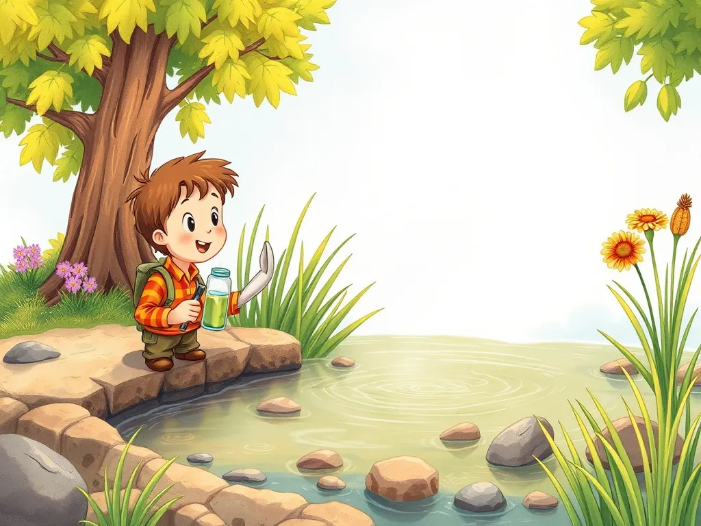 Sam's Secret Garden Science - Sam conducts pond-side experiments
