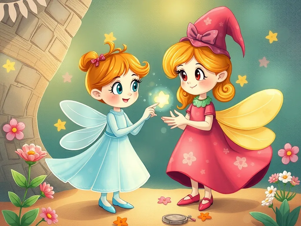 Shimmer and the Gentle Magic - Shimmer and Dewdrop practicing magic together happily