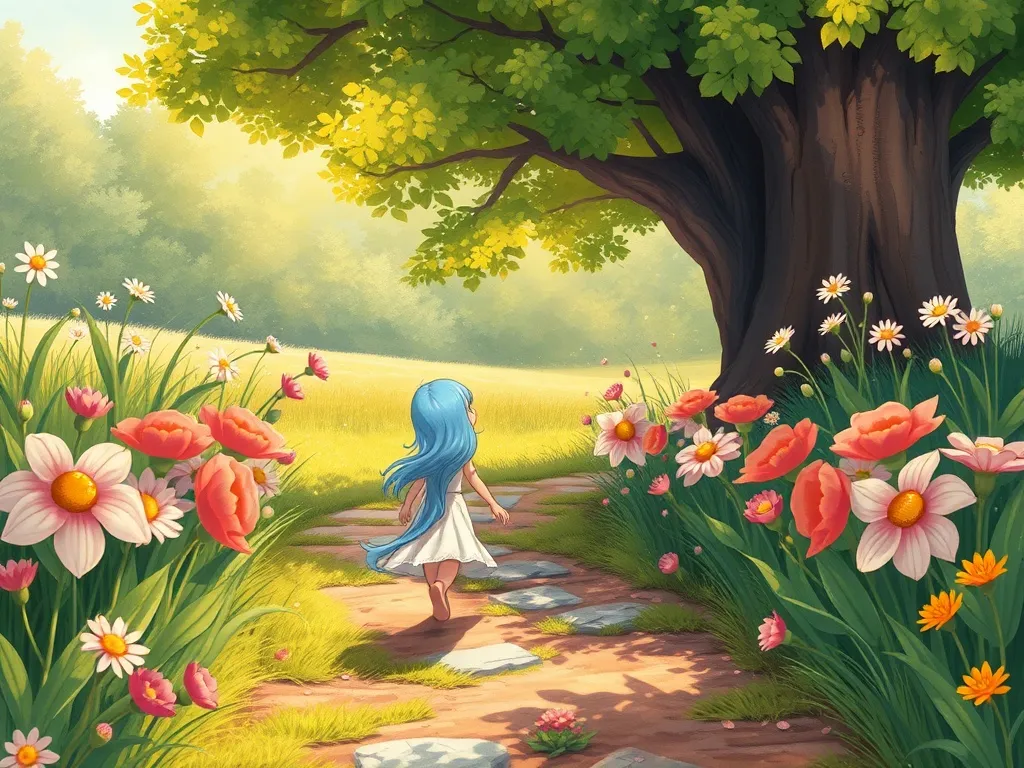 Shimmer Finds Her Sparkle - Shimmer walking nervously down flower-lined path toward meadow