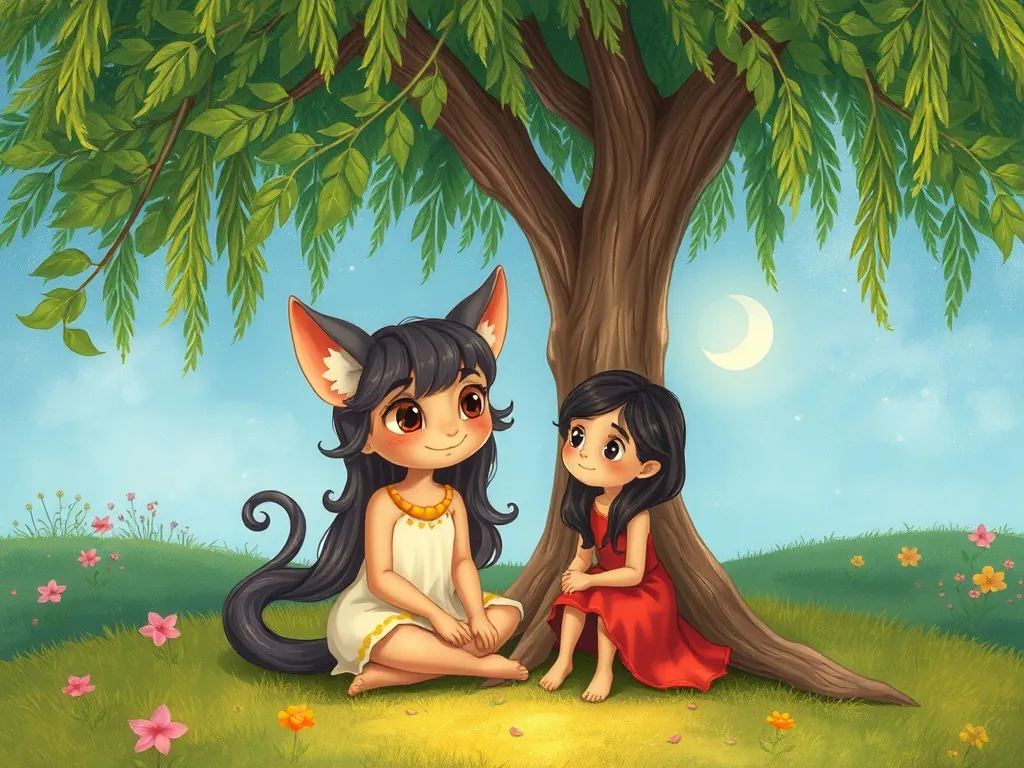 Shimmer Finds Her Sparkle - Luna sitting beside tearful Shimmer under willow tree