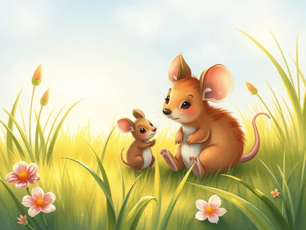 Shimmer's Discovery - Shimmer and the mouse sitting together in the grass