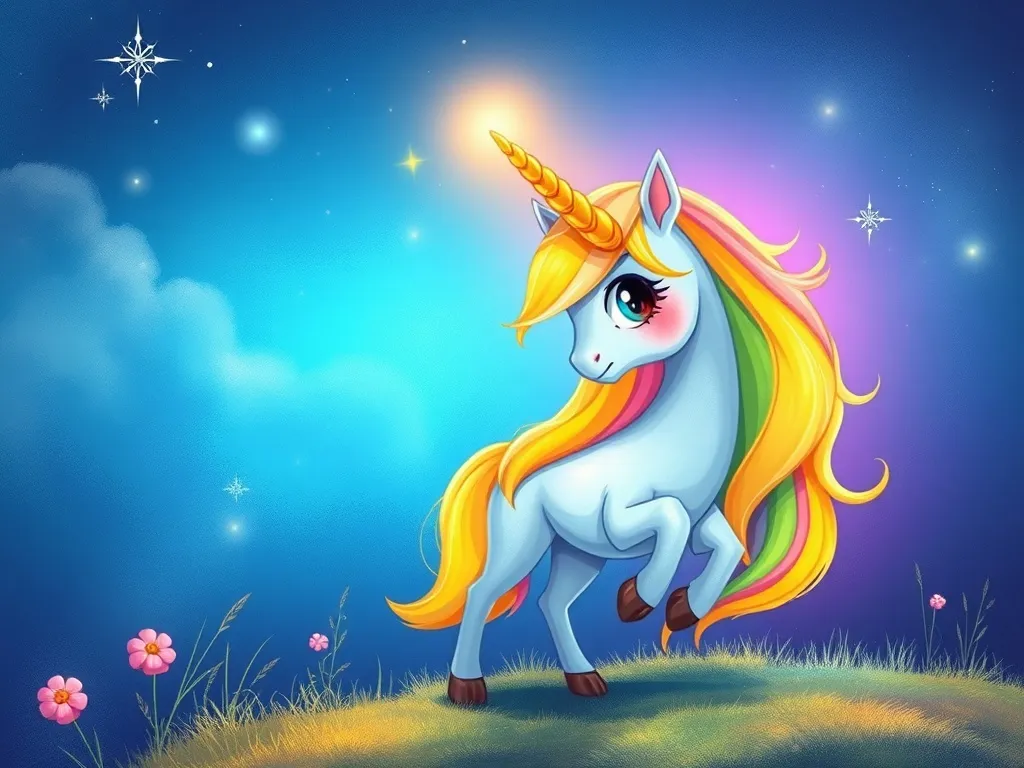 Shimmer's Discovery - Shimmer's horn glowing brightly with rainbow light