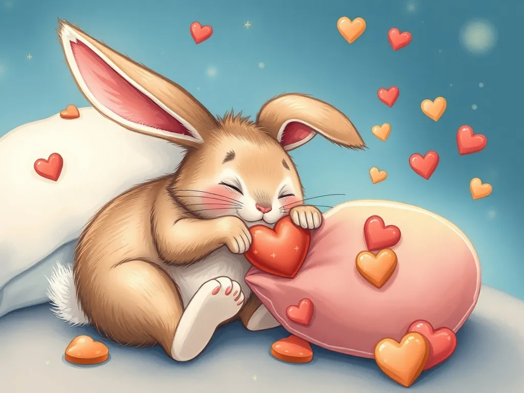 Sleepy Bunny's Moonlight Discovery - Sleepy Bunny discovering the bag of heart cookies