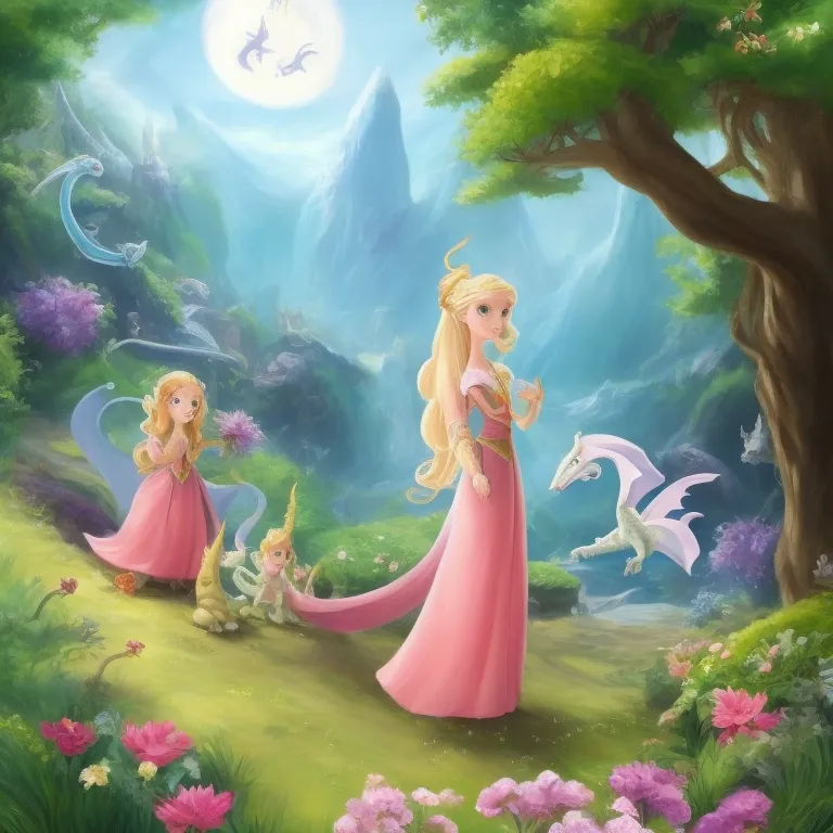 Illustration: Sophia hearing about the dragon near the forest