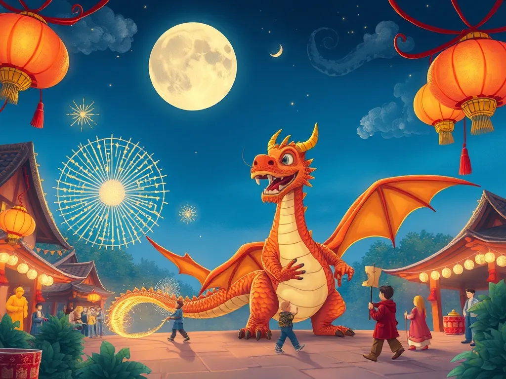 Sparkle and the Garden Dragon's Rainbow - Twilight festival with dragon creating light shows
