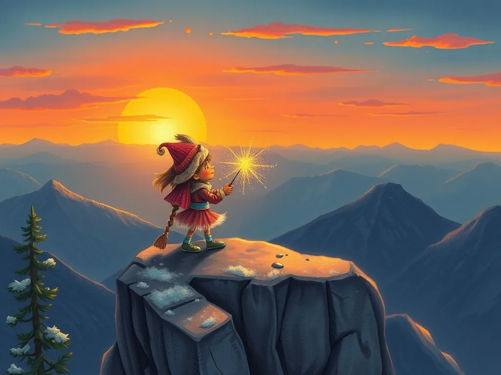 Sparkle and the Symphony of Wings - Echo and Sparkle sharing quiet moment on mountain ledge at sunset