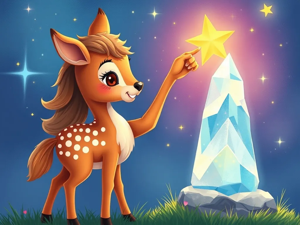 Sparkle's Sharing Symphony - Sparkle touching her horn to crystal star above crying fawn