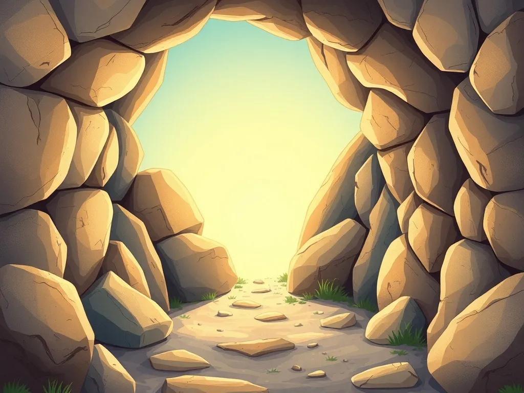 Splash and the Pearl Cave Mystery - Rocks blocking narrow tunnel with light beyond