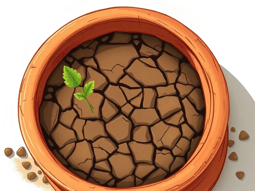 Sunny and the Spotted Stranger - Cracked dry soil in terracotta pot