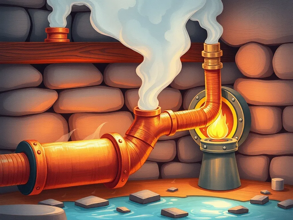 The Bakery Promise: A Swamp Cats Tale - Steam escaping from copper pipe invention