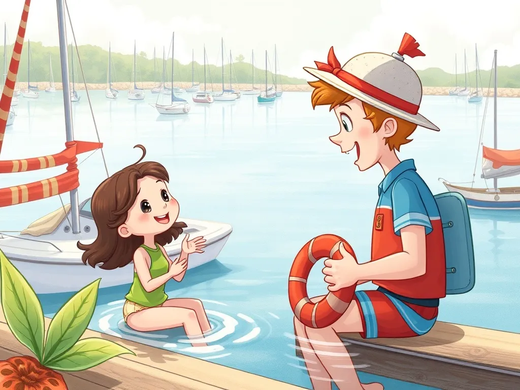 The Beach Explorer's Question Quest - Marina and Lily talking to friendly lifeguard