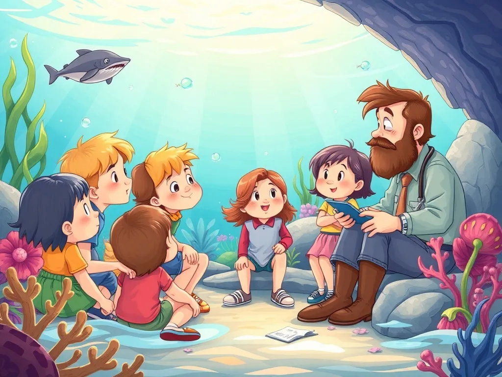 The Beach Explorer's Question Quest - Group listening to marine biologist's explanation