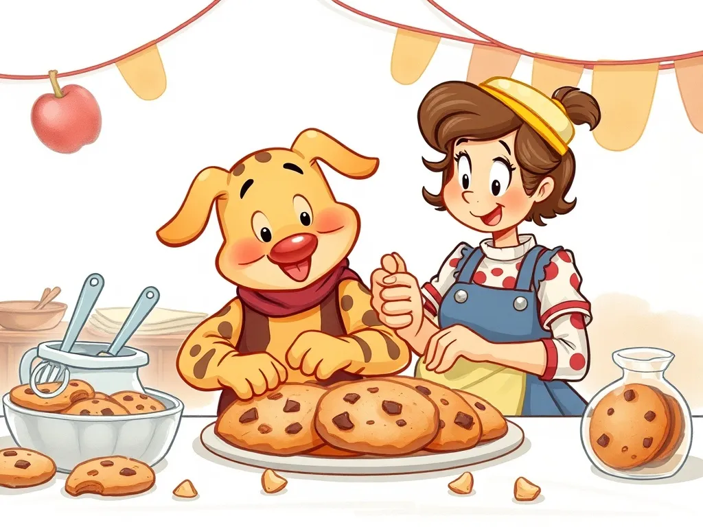 The Brave Little Baker Fairy - Pip and Mrs. Crumb working together on cookies