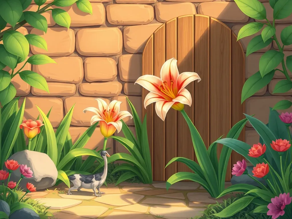 The Brave Little Baker's Helper - Lily standing nervously at garden entrance