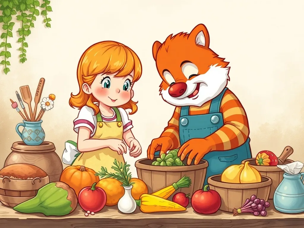 The Brave Little Baker's Helper - Lily and Bernard gathering ingredients together