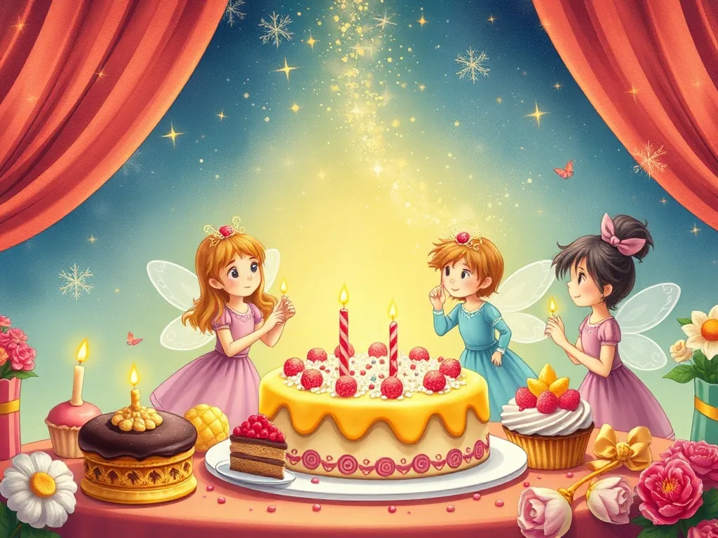 The Brave Little Baker's Helper - Everyone celebrating around magical fairy cakes